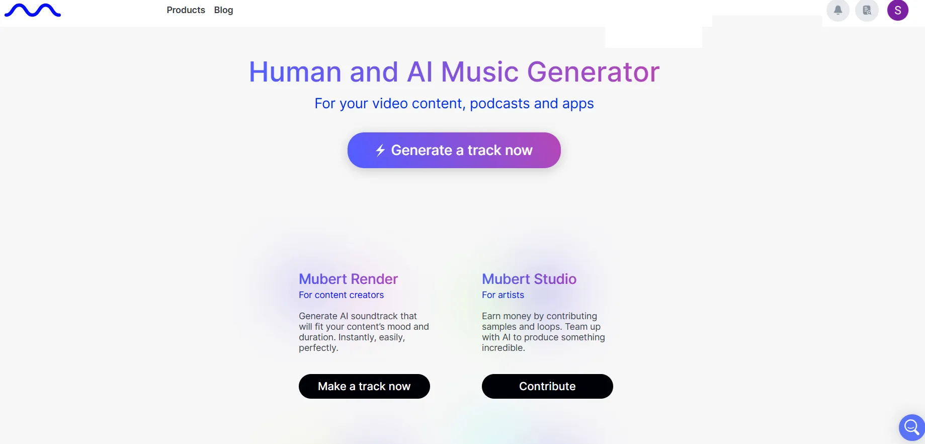 Mubert interface — screenshot 1