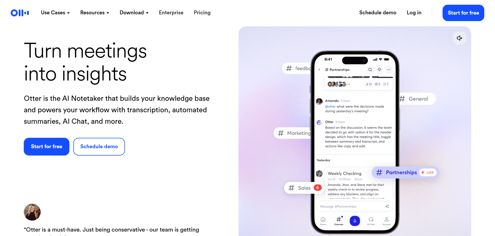 Otter.ai — UI screenshot from hands-on testing