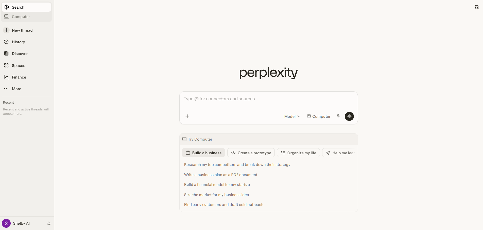 Perplexity — UI screenshot from hands-on testing