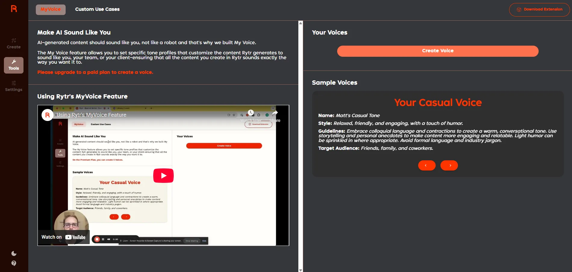 Rytr interface — screenshot 1