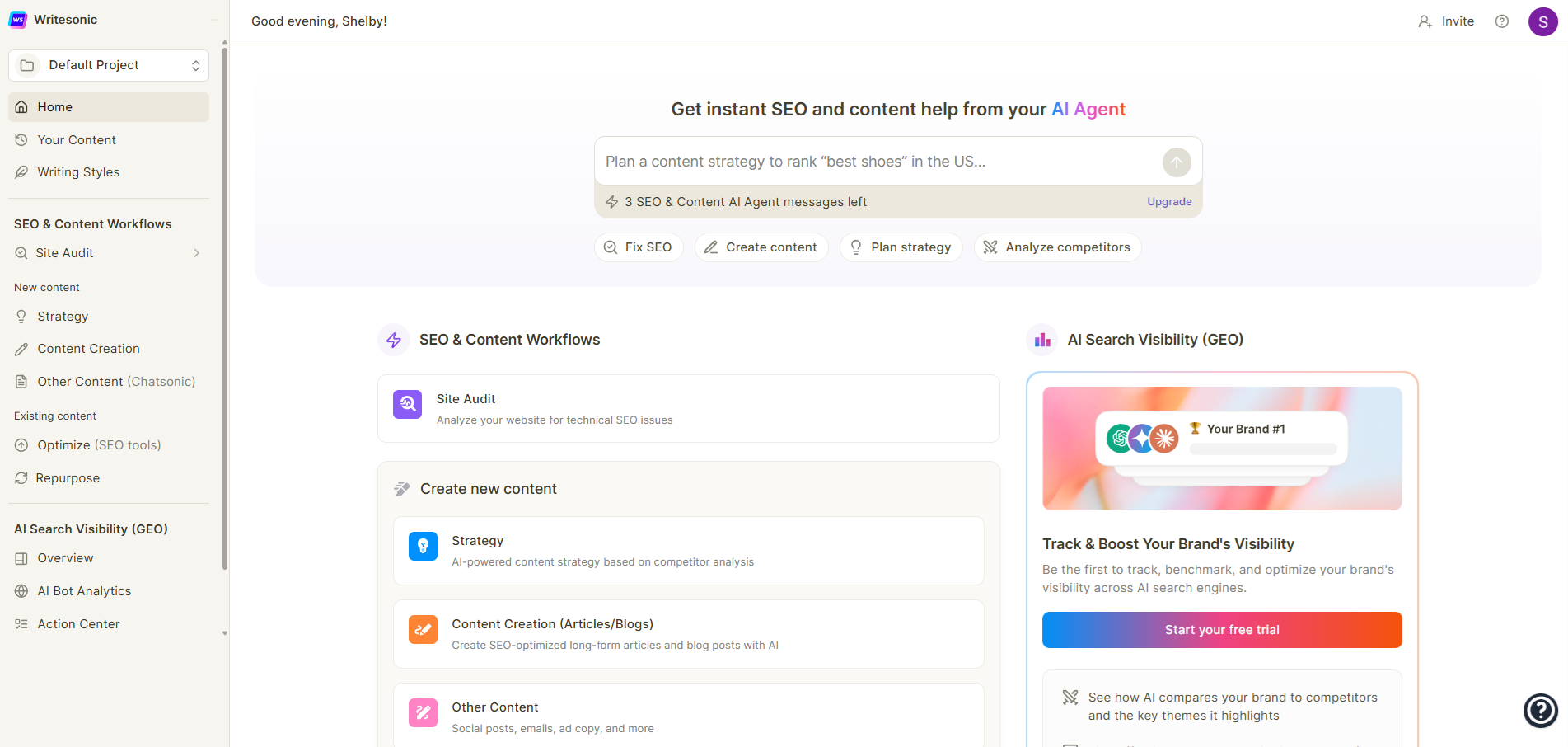 Writesonic — UI screenshot from hands-on testing